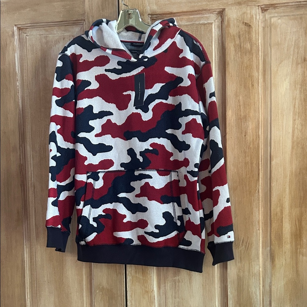 Tommy Hilfiger Red and Navy Camo Hoodie
